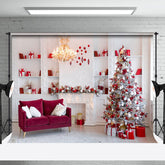 Lofaris White Elegant Closet Fireplace Christmas Backdrop